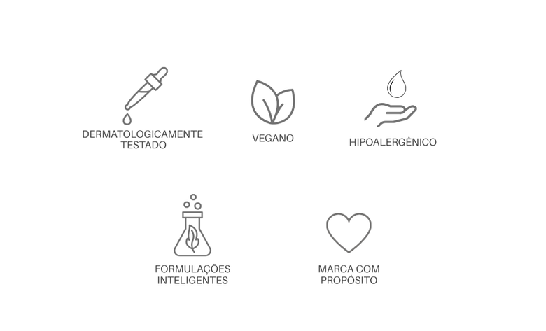selos vegano, dermatologicamente testado e hipoalergênico
